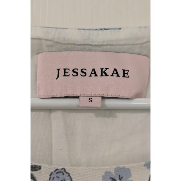 JessaKae Woodhouse Wildflower Cotton Midi Dress Women's Size S -Blue & White - Picture 6 of 8